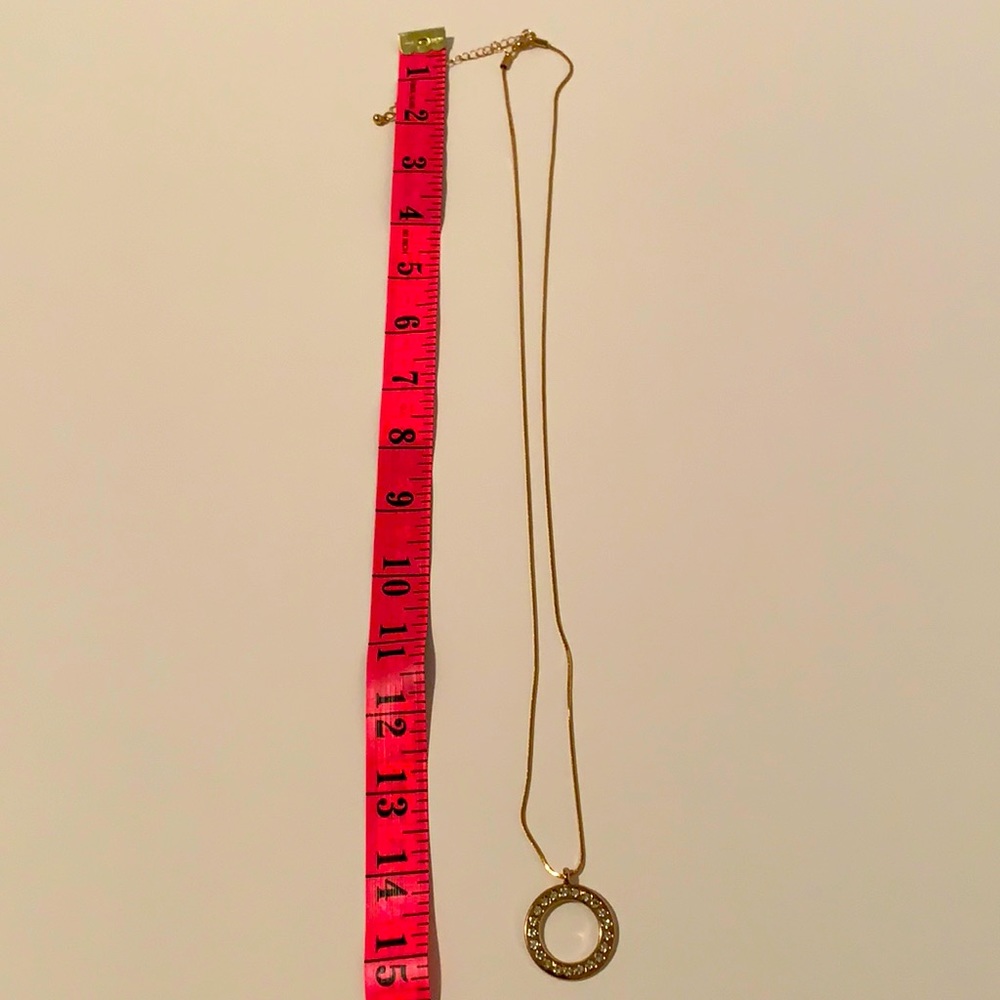Vintage 21 shiny stones golden tone 15” necklace